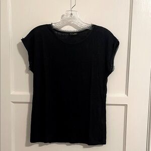 Massimo Dutti Linen Navy Blue Top